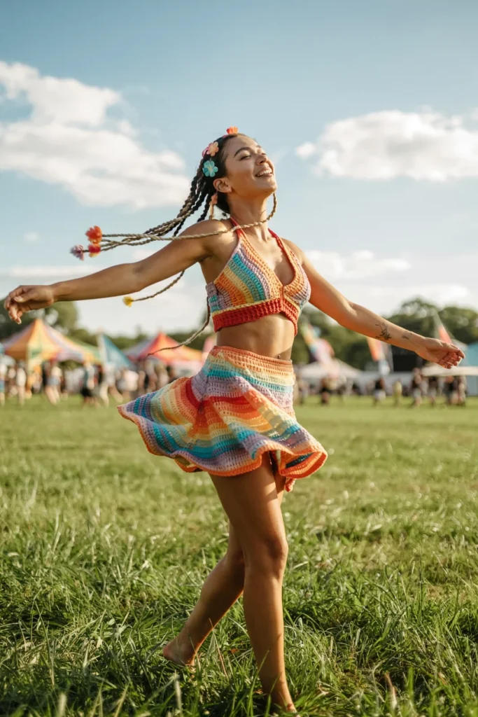 Crochet summer outfit rainbow