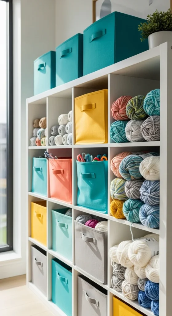 Cube shelf yarn organizer