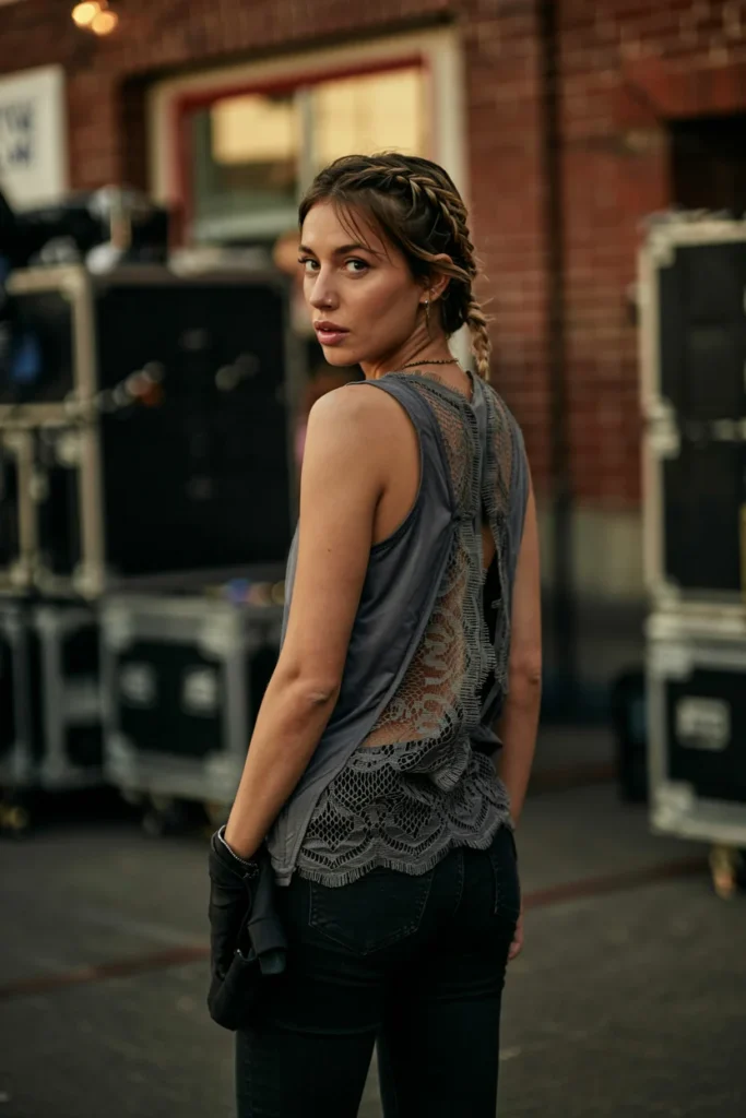 Cut-out back lace tank