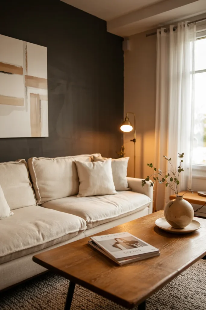 Dark accent wall living room