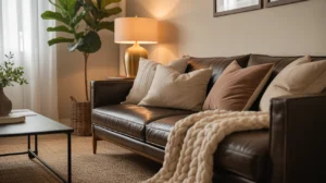 Dark brown couch living room ideas