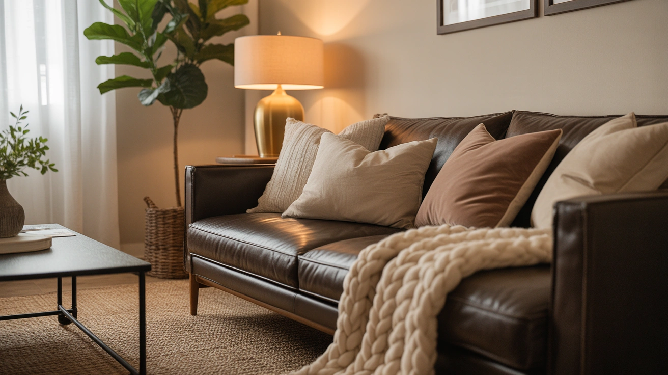 Dark brown couch living room ideas