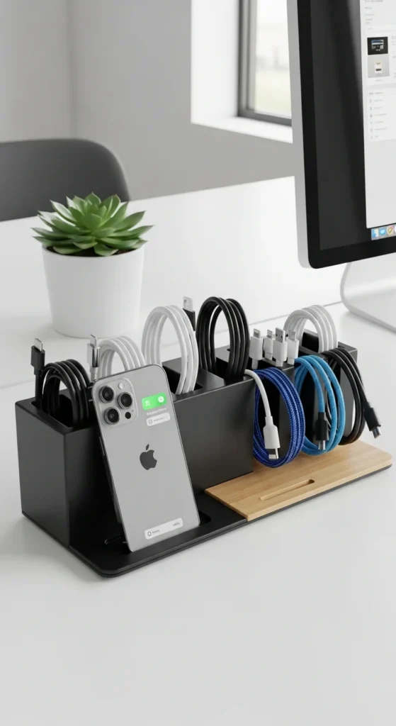 Desk organizer charging station