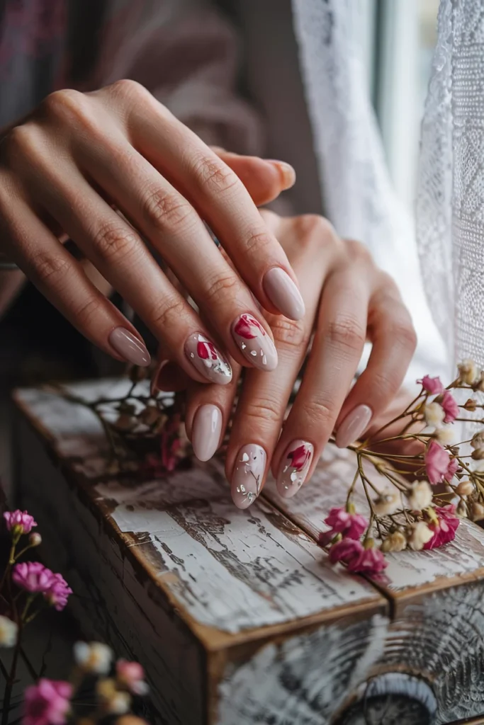 Dried flower petal nails