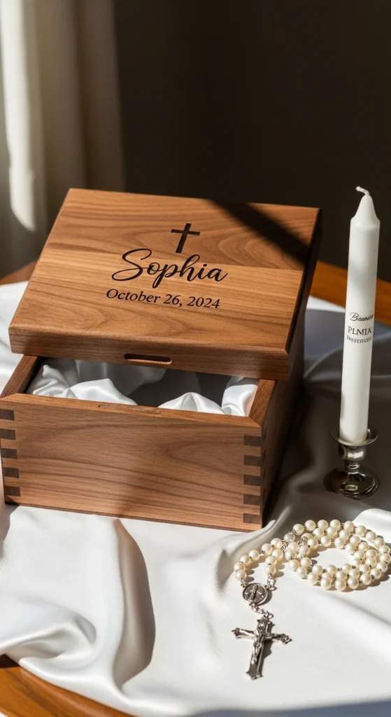 Engraved baptism keepsake box