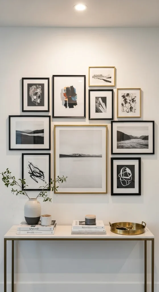 Entry table gallery wall