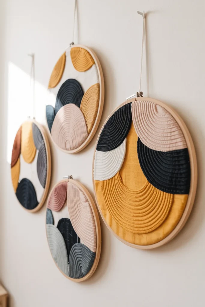 Fabric hoop wall art collection
