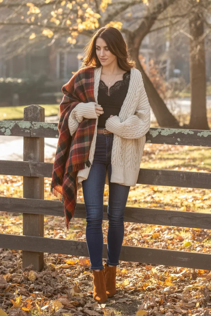 Fall lace top outfit