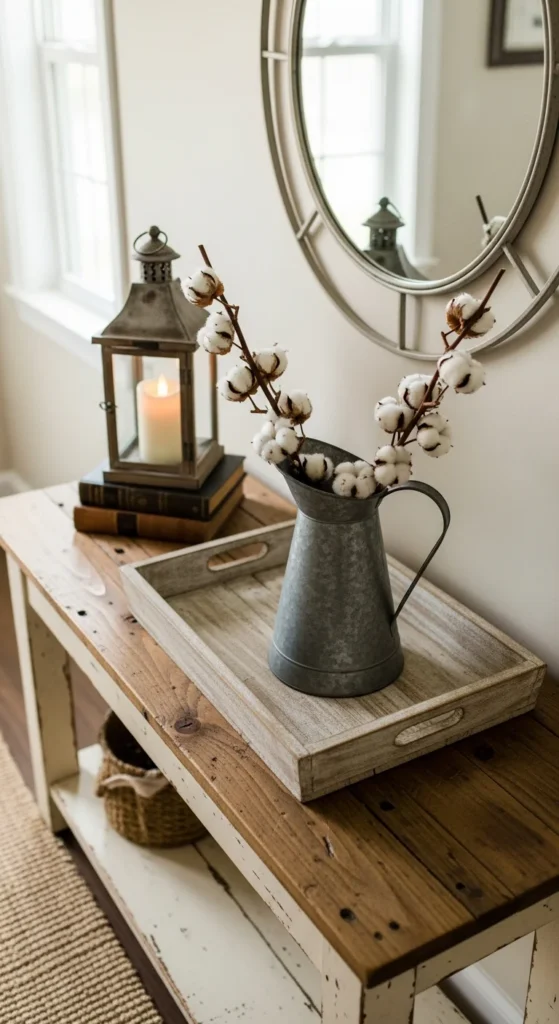 Farmhouse console table styling