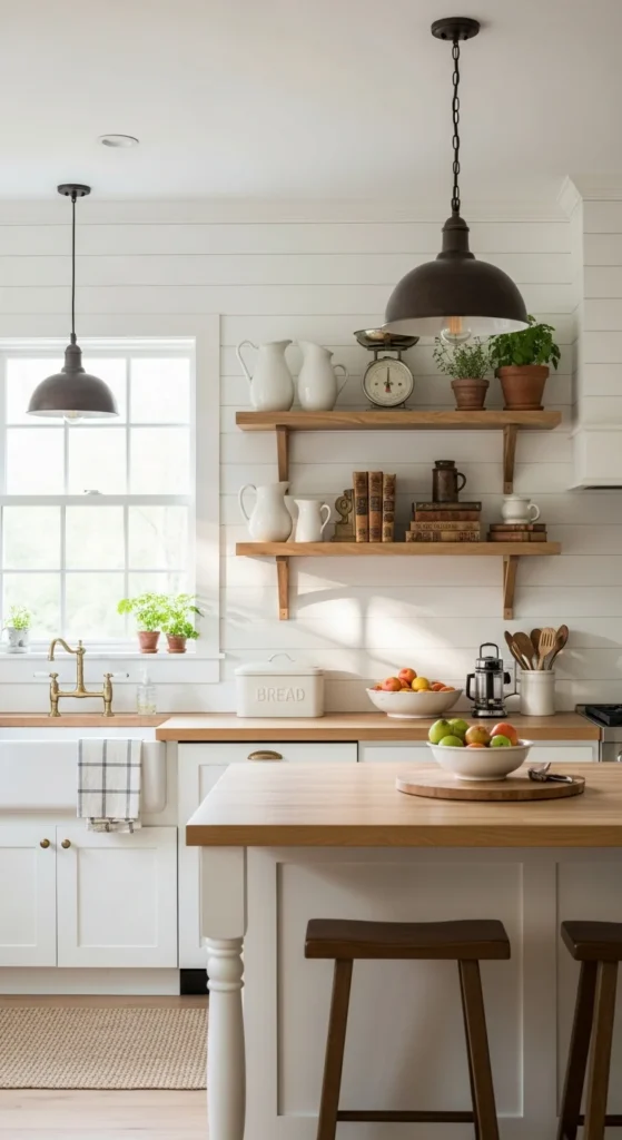 Farmhouse shiplap kitchen wall