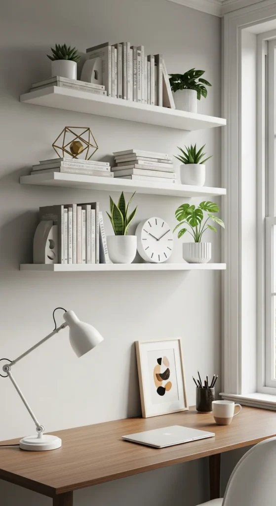 Floating shelf office storage