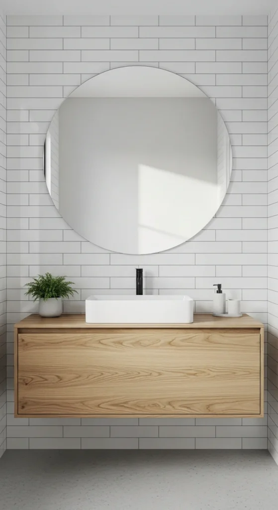 Floating vanity powder room