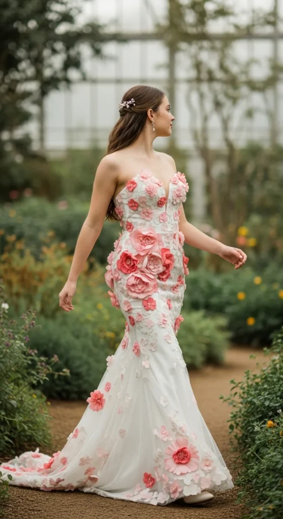 Floral embroidered prom gown