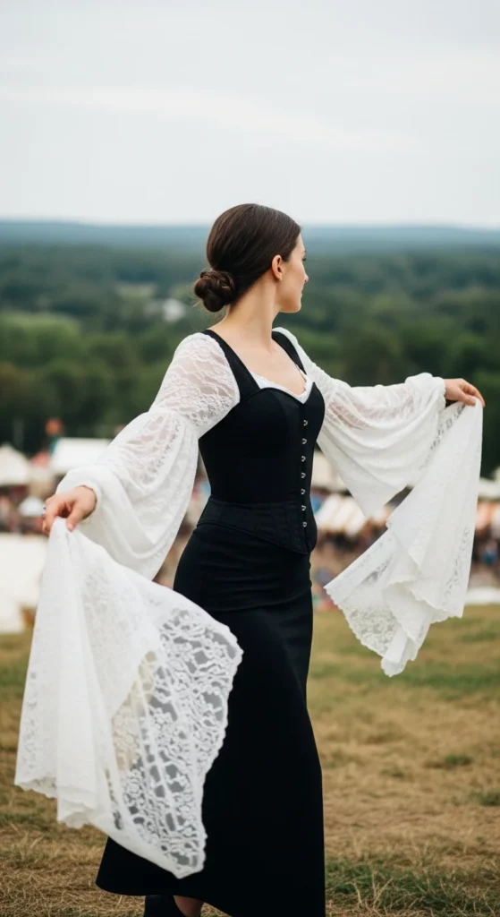 Flowing lace sleeve Renaissance top