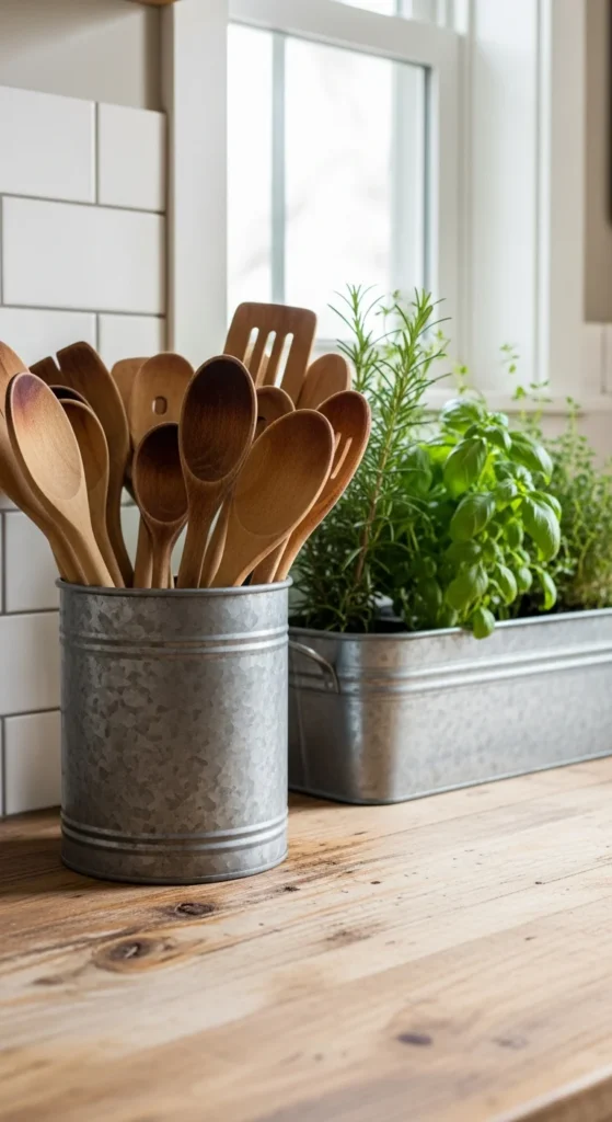 Galvanized farmhouse kitchen accessories