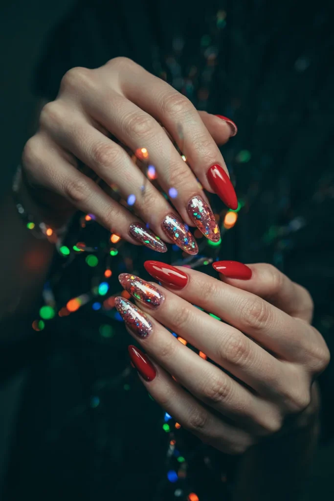 Glitter gradient Valentine nails