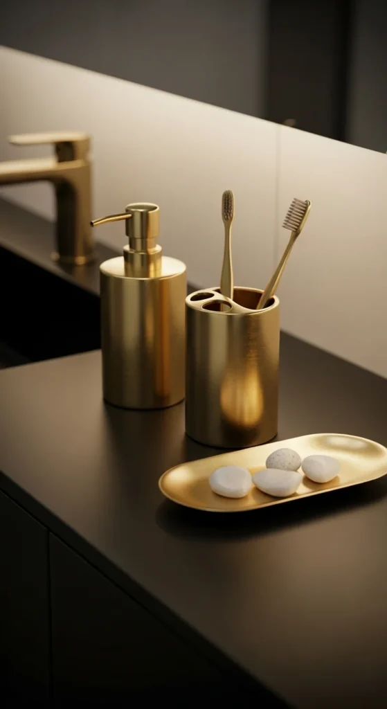 Gold bathroom accessories