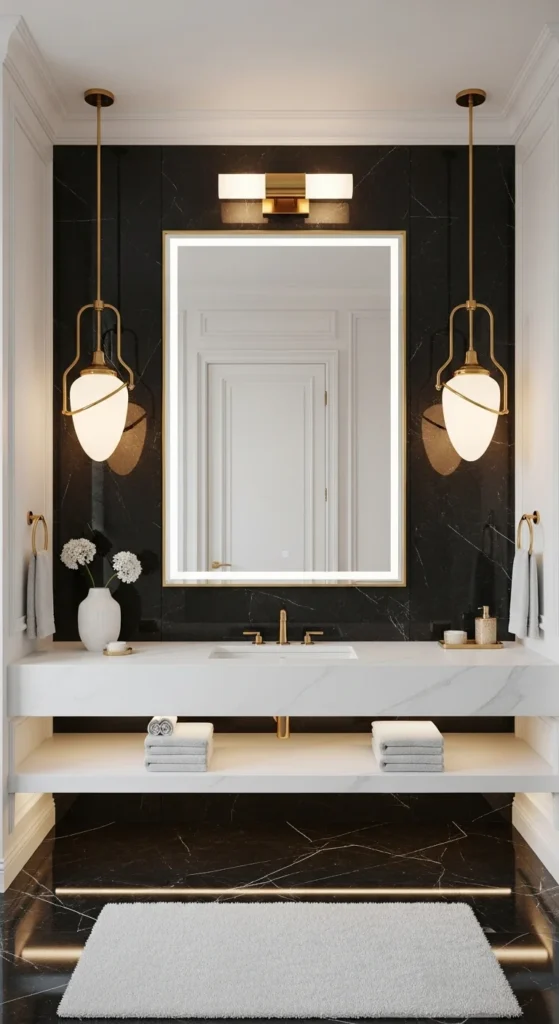 Gold bathroom lighting