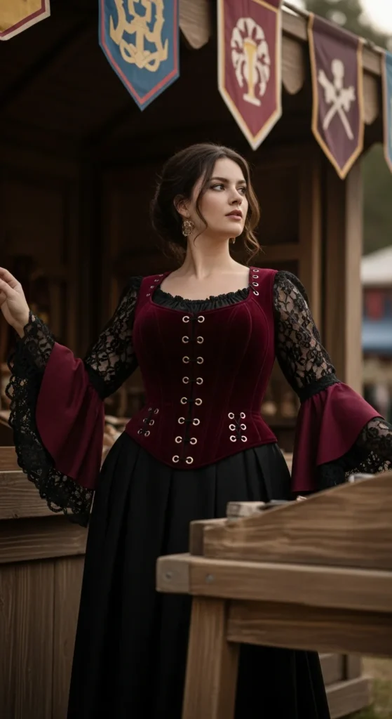 Gothic bell sleeve lace top