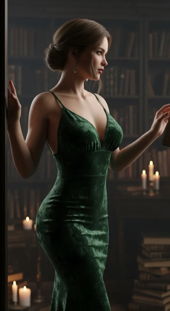 Green velvet prom dress
