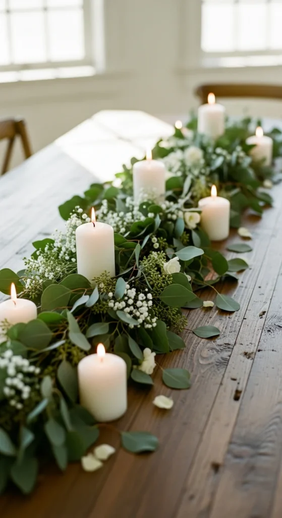 Greenery eucalyptus bridal shower centerpiece