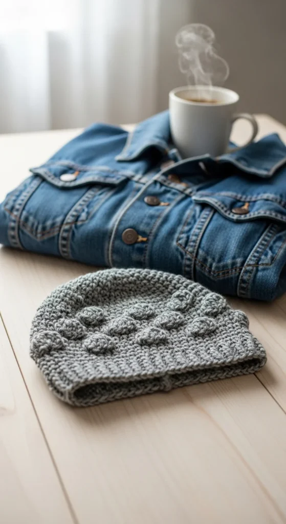 Grey crochet hat men