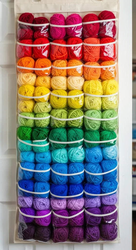 Hanging yarn organizer door