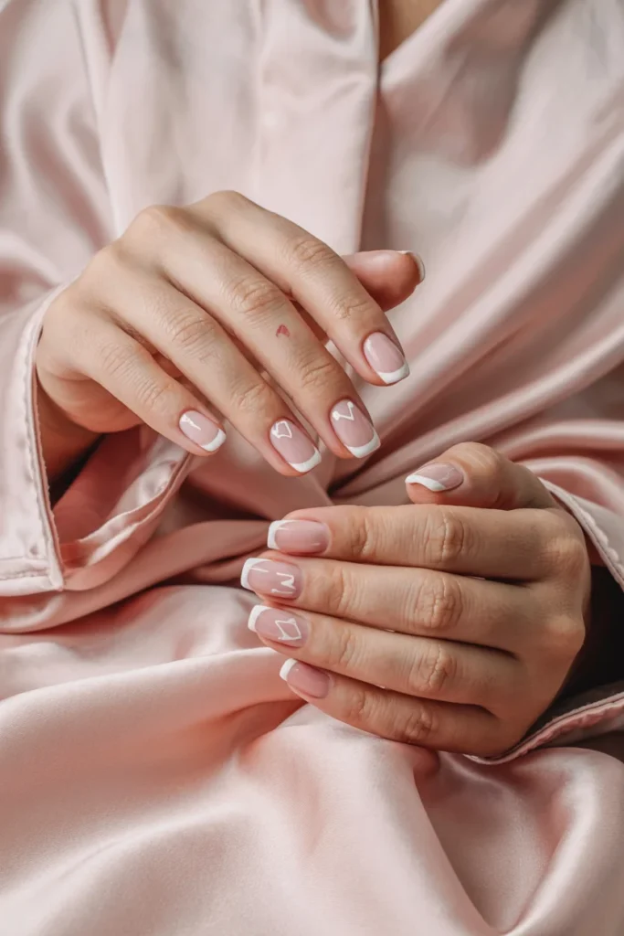 Heart cutout French nails