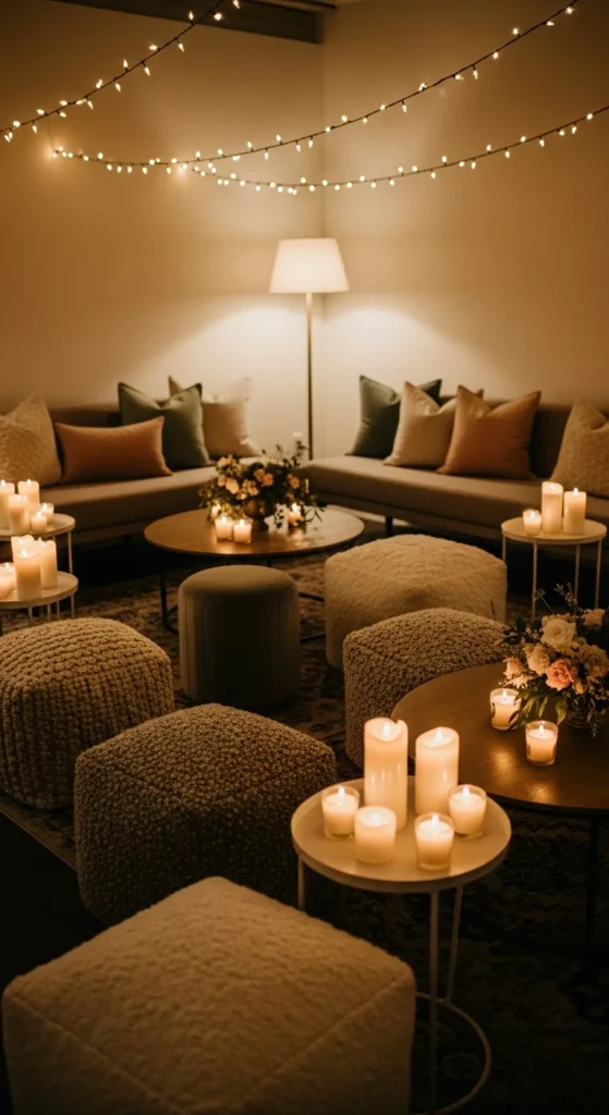 Intimate lounge bridal shower seating