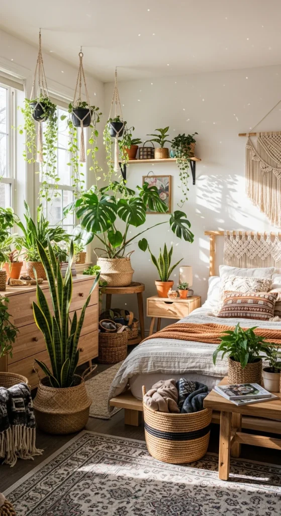 Jungalow bedroom style plants