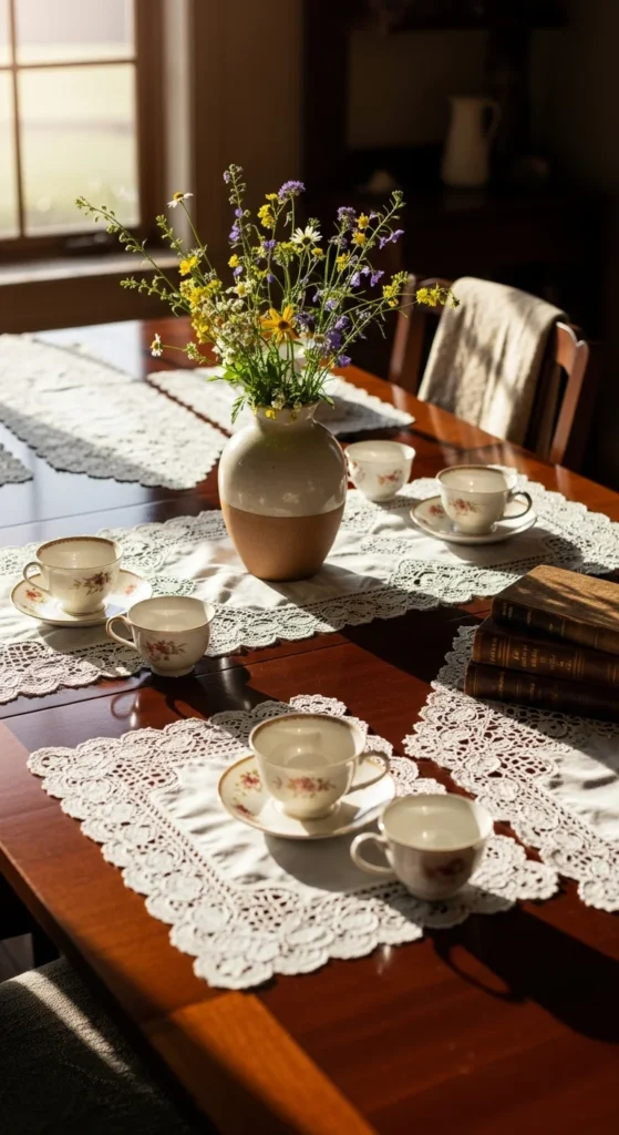 Lace doilies table runners