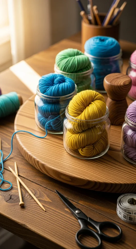 Lazy Susan yarn caddy