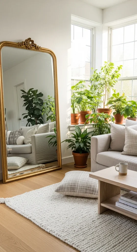 Living room mirror placement