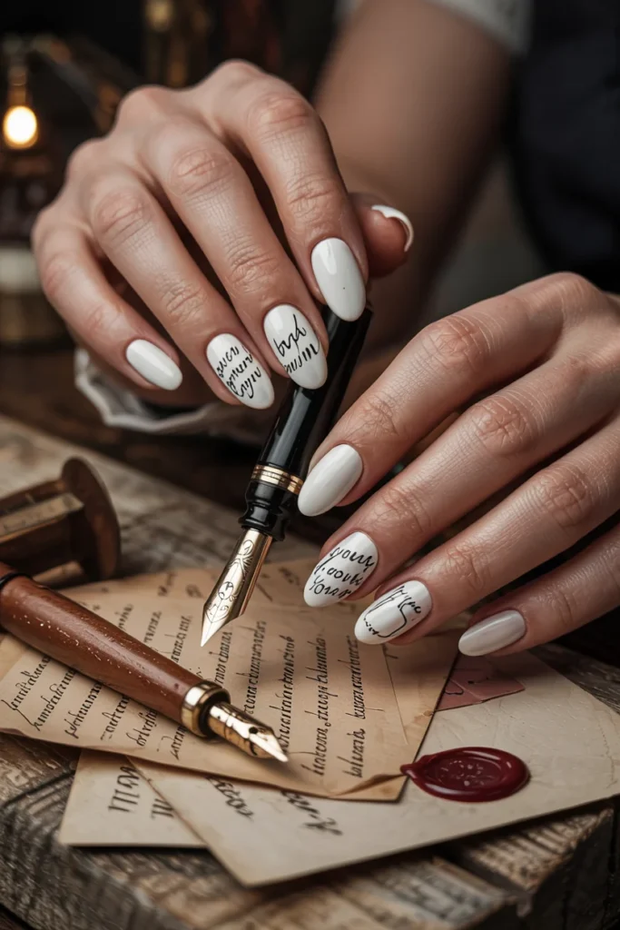 Love letter script nails