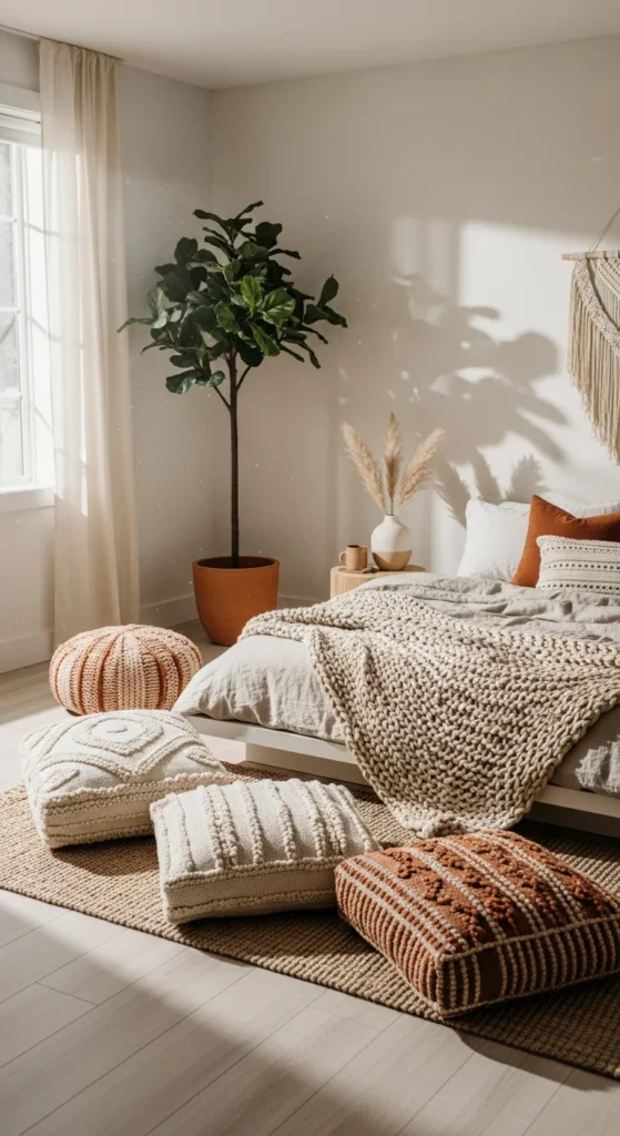 Low platform boho bed