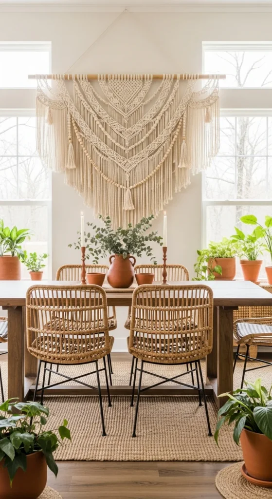 Macrame dining room decor