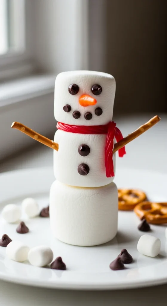 Marshmallow snowman snack craft