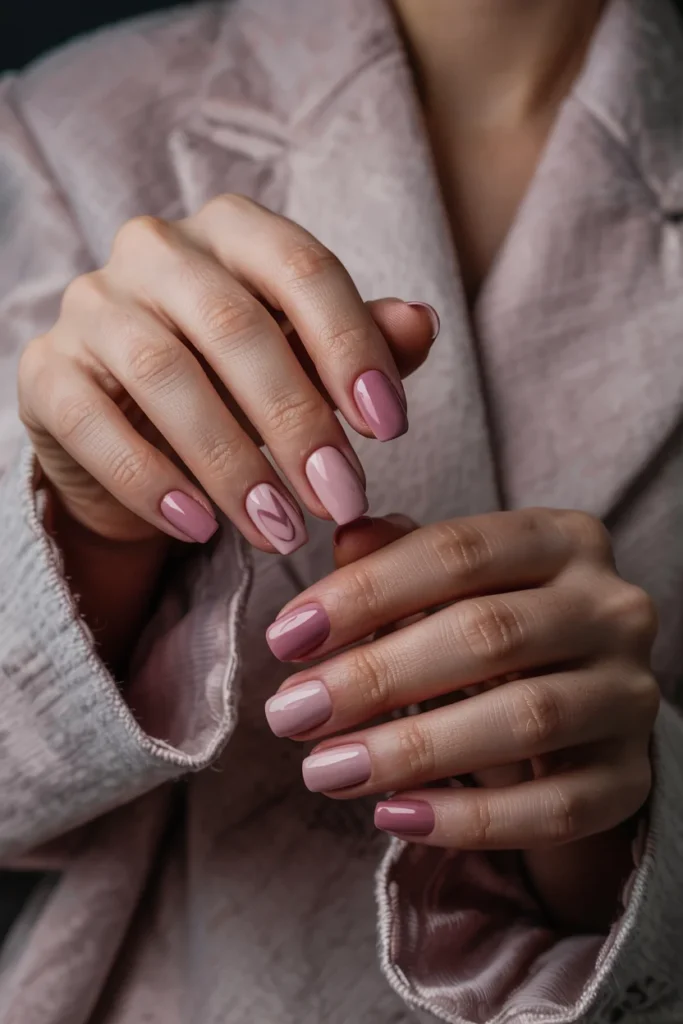 Matte glossy heart nails