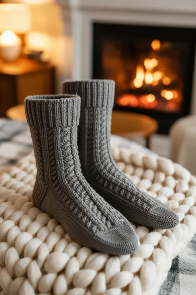 Men's crochet wool socks