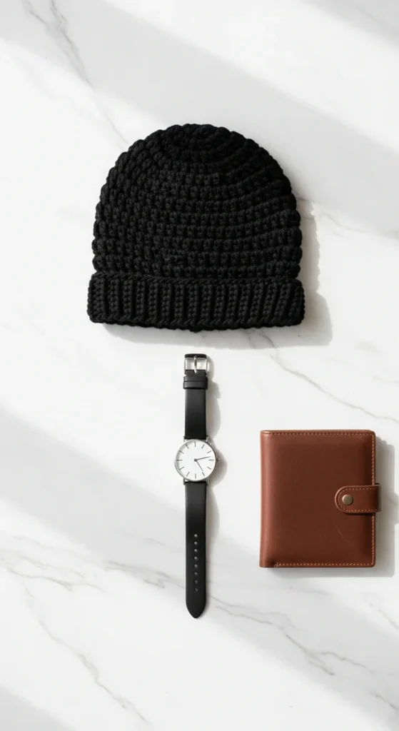 Minimalist crochet beanie men