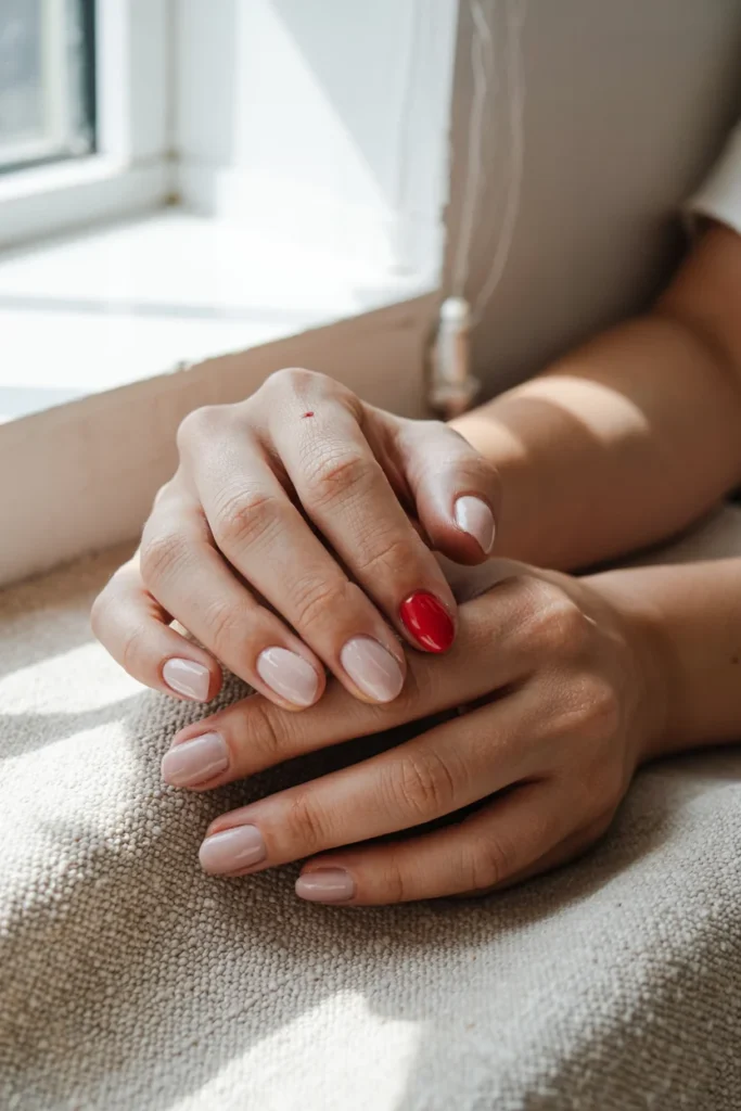 Minimalist heart accent nails