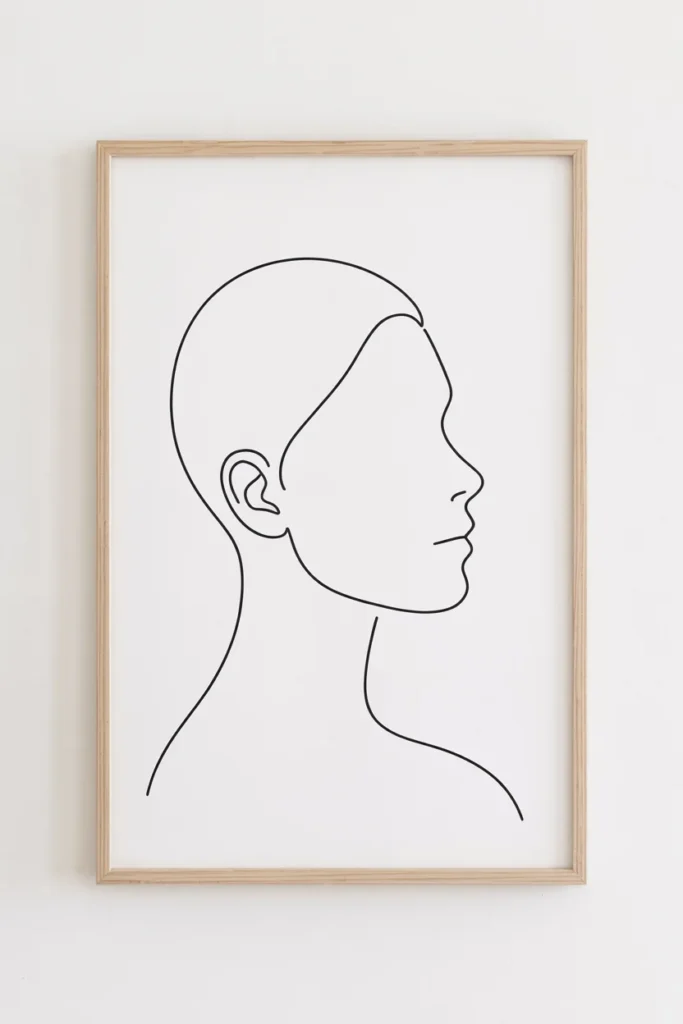 Minimalist line art portrait