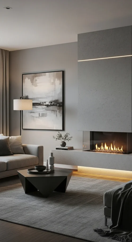 Modern fireplace living room