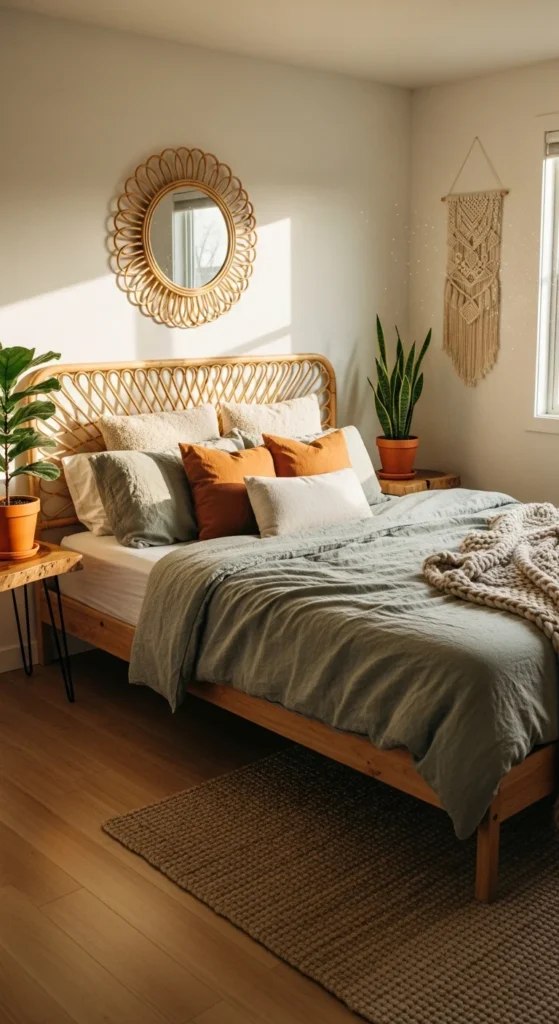 Natural wood bedroom decor