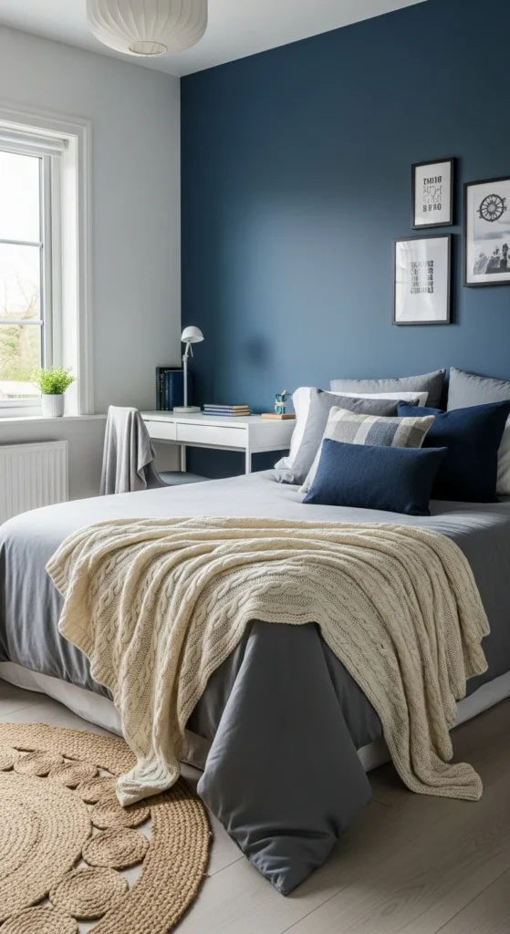 Navy and Gray Color Scheme with Textured Accents