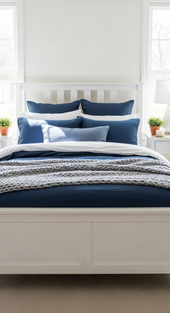 Navy blue bedding ideas
