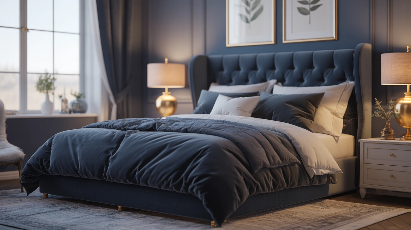 Navy blue bedroom decor ideas