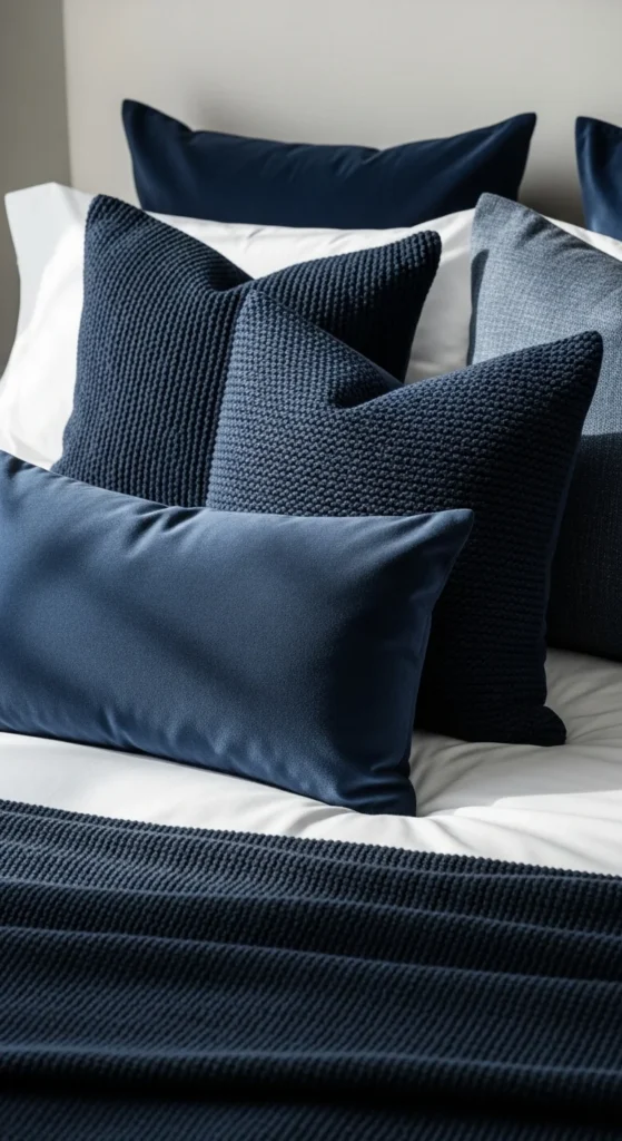 Navy throw pillows bedroom