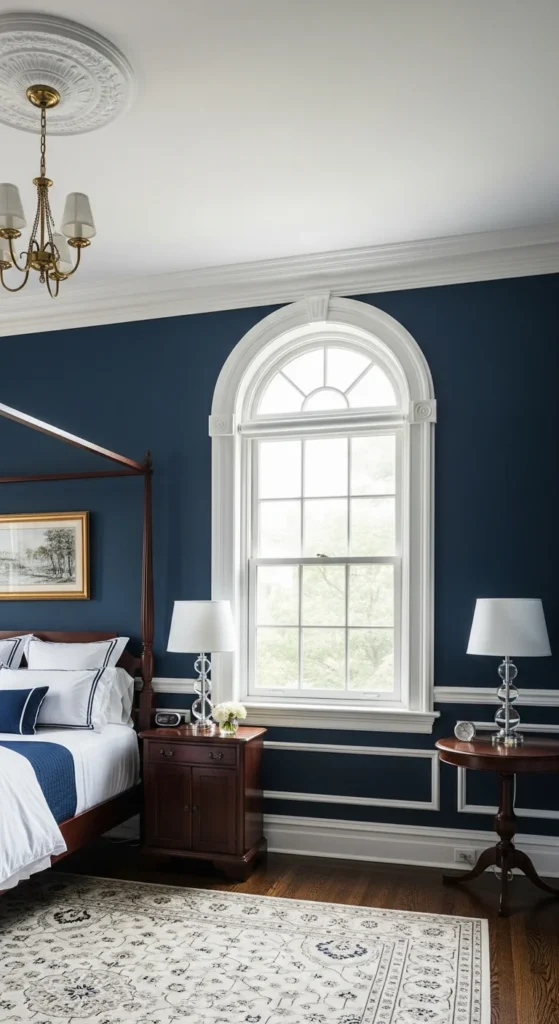 Navy walls white trim