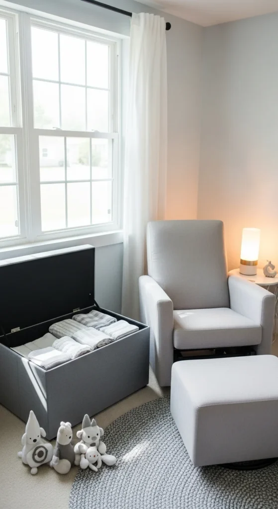 Nursery storage ottoman solutions